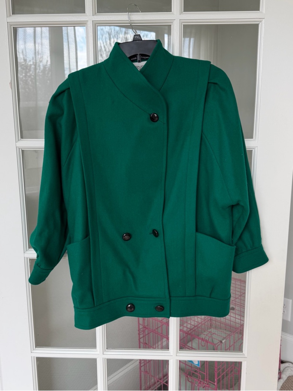 Int'l Scene Women's Pea Coat Winter Jacket Size 9 / 10 Dark Green Wool
